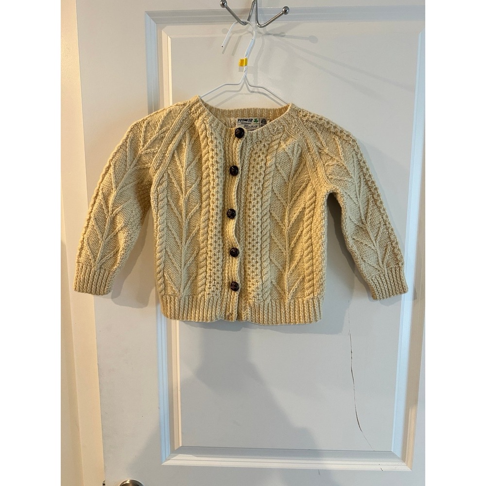 Vintage 1950's Childs Wool Sweater Handknit Republic of Ireland Cable Knit